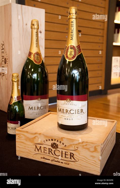 Bottles of Mercier champagne on display, Mercier Champagne House ...