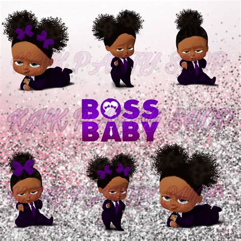 African American Sassy Boss Baby Girl Purple Light Skin | Etsy