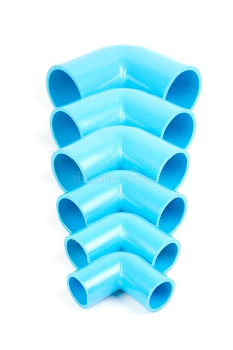 Set Blue PVC Pipe Fittings 90 Degree Elbow. Stock Image - Image of ...