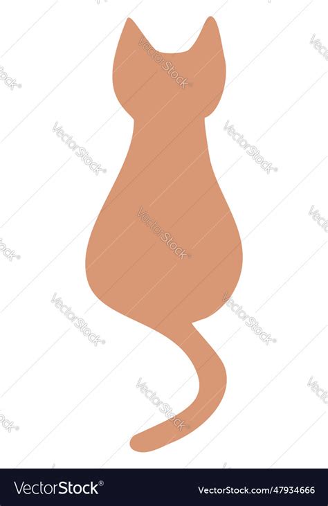 Silhouette of domestic cat sitting back view Vector Image