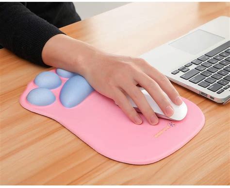 Computer Mousepad Wrist Support Rest – Unique Cute Cat Paw Ergonomic Mouse Pad Non Slip PU Base ...