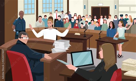 Court judgment, law justice concept vector illustration. Cartoon advocate lawyer or prosecutor ...