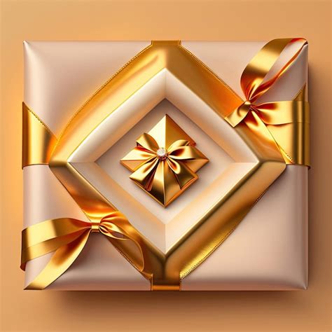 Premium AI Image | Top view of gift box wrap and ribbon with gold foil ...