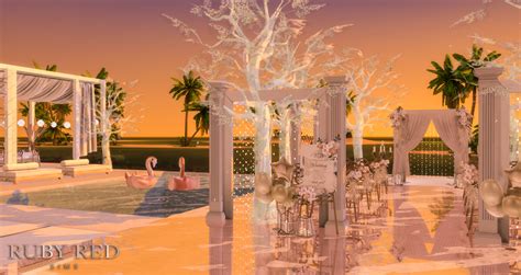 Sims 4 July Beach Wedding Venue + New CC Set [Ruby Red Sims]