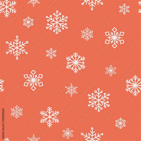 Red snowflake vector seamless pattern. . Stock Vector | Adobe Stock