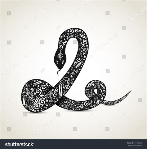 Snake With Ornaments, Zodiac Sign, Vector - 117492664 : Shutterstock