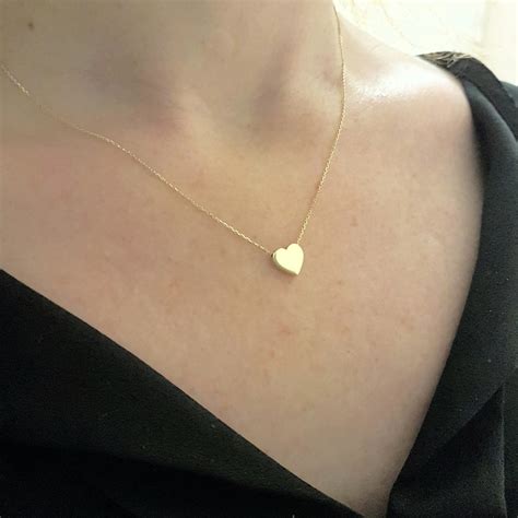 14k Real Solid Gold Heart Necklace for Women