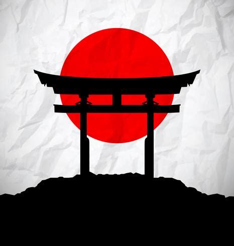 Japan flag as sunrise with japan gate 274555 Vector Art at Vecteezy