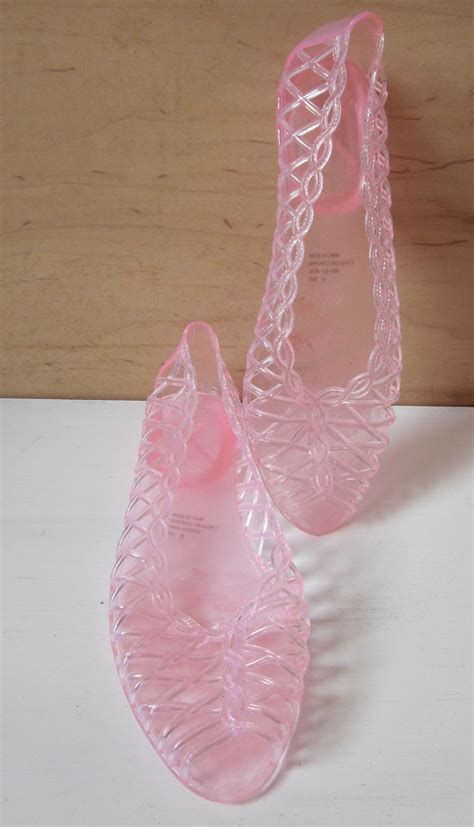 Sweet 1980s Jellies Jelly Shoes Clear Hot Pink by foxandfawns