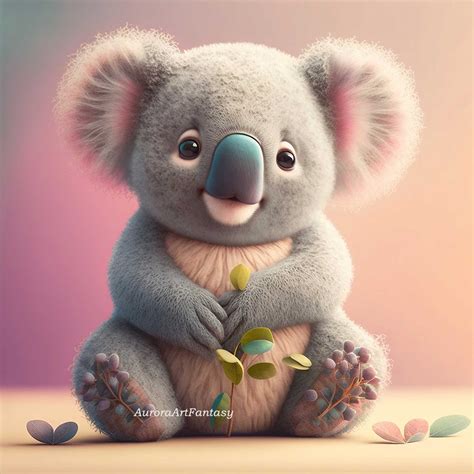 Cute Baby Koala AI Generated Print Instant Download Portrait Nursery Wall Decor AI Generated ...