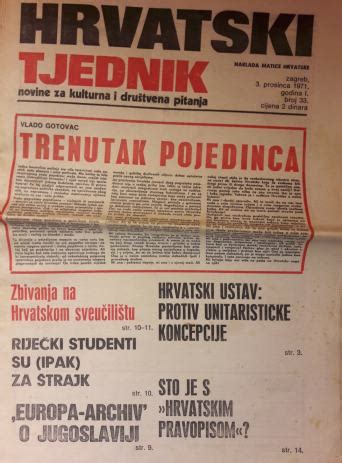 Hrvatski tjednik iz 1971.