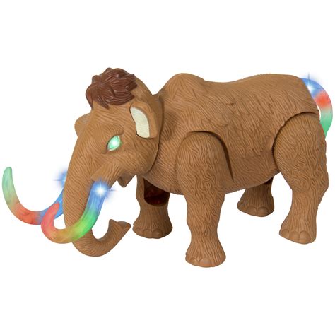 Best Choice Products Kids Walking Woolly Mammoth Animal Figurine Toy w/ Light-Up Eyes, Tusks ...