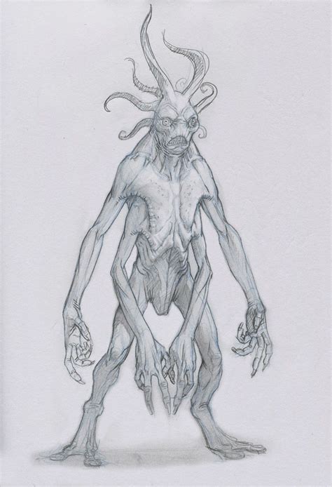 Alien Creature by ~StilleNacht on deviantART Creepy Drawings, Dark Art Drawings, Cool Drawings ...