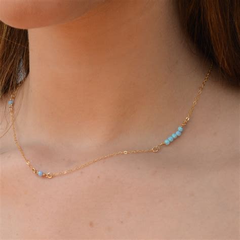 Opal Necklaceopal Bead Necklacedainty Opal Necklace14k Gold - Etsy