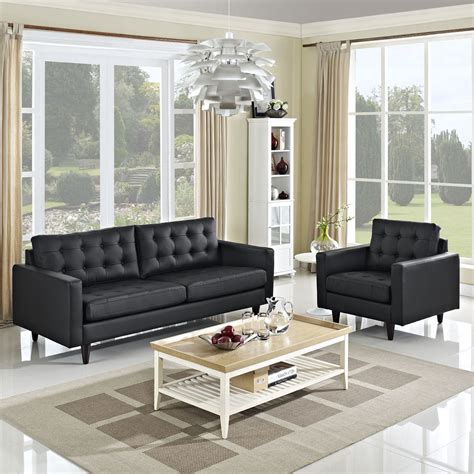 Empress 2 Pieces Armchair and Sofa Set - Black | DCG Stores