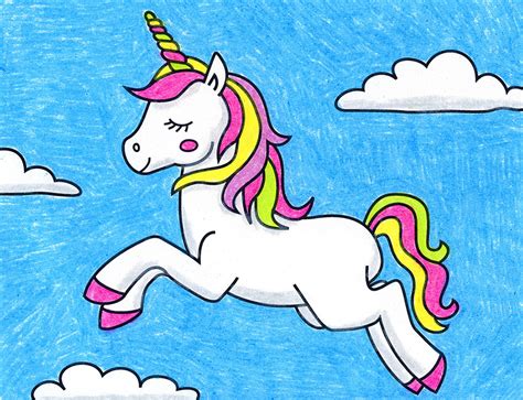 How to Draw a Unicorn Tutorial Video and Unicorn Drawing Coloring Page