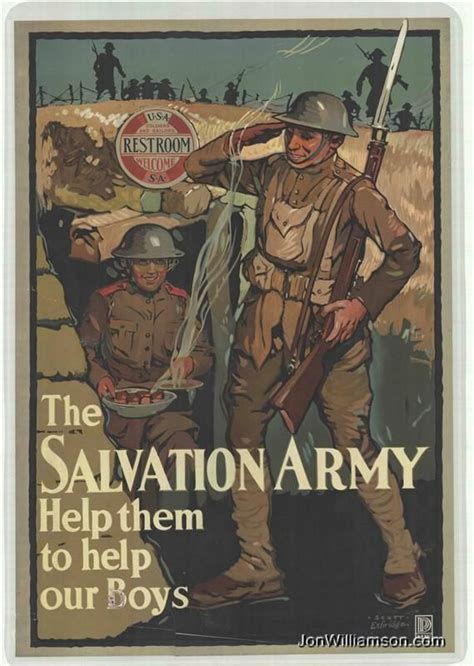 Salvation Army Vintage Poster WWI (My grandfather Zach Carter Cummings spoke well of TSA Lassies ...