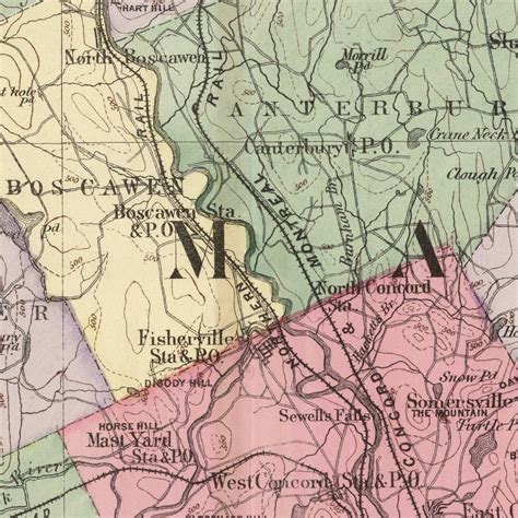 Vintage Map of Merrimack County New Hampshire, 1877 by Ted's Vintage Art