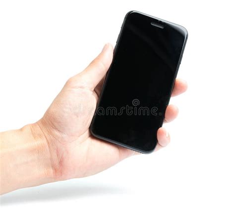 Hand Holding Black Phone Isolated Stock Image - Image of display, message: 125876637