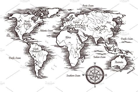 Retro World Map | World map tattoos, World map template, Map tattoos