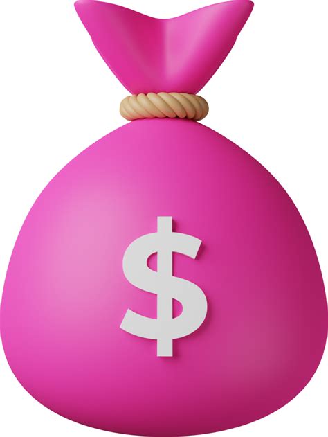 Pink Money Bag Dollar 3D Illustration 10886147 PNG