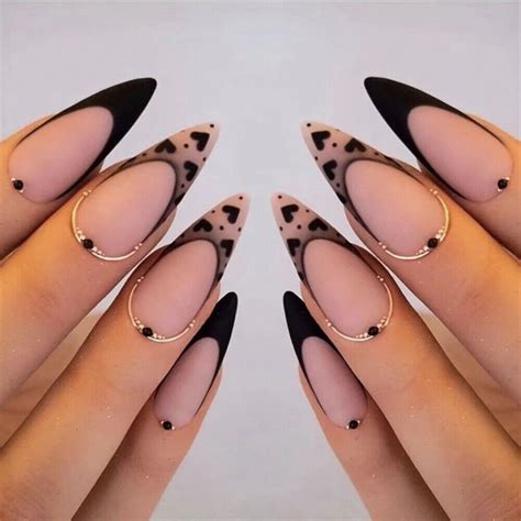 Stiletto Long Fake Nail Black Heart Drop Press on Nails for Nail Art 24pcs | eBay