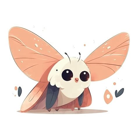 Premium AI Image | Minimalist Digital Drawing of a Cute Moth on White Background