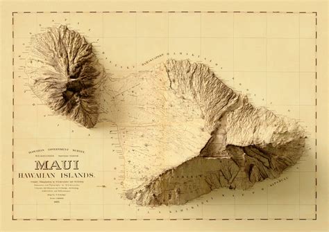 Maui Island Map Hawaii Map Maui Relief Map Maui Vintage - Etsy