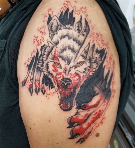 Angry Wolf Face Tattoo