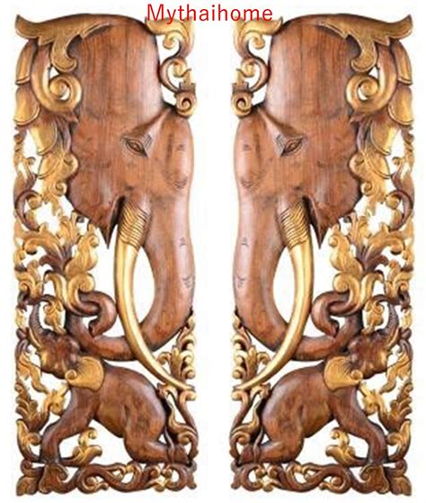 Elephant Wood Carving Wall Hanging