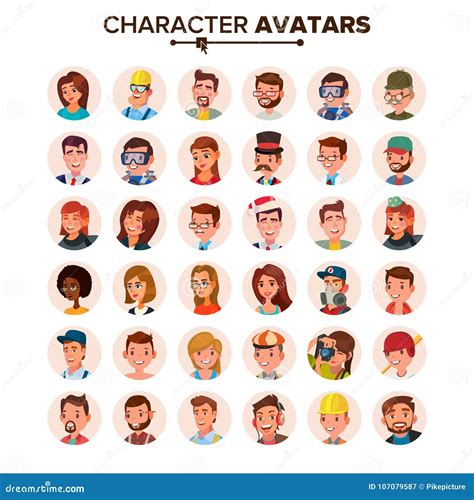 People Avatars Set Vector. Face, Emotions. Default Character Avatar ...