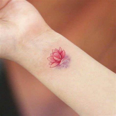 Red Lotus Flower Tattoo Wrist