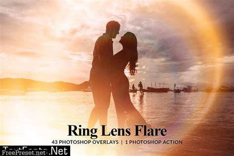 43 Ring Lens Flare Overlays & Photoshop Action