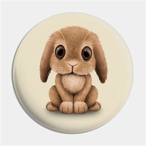 Cute Brown Baby Bunny Rabbit - Bunny - Pin | TeePublic