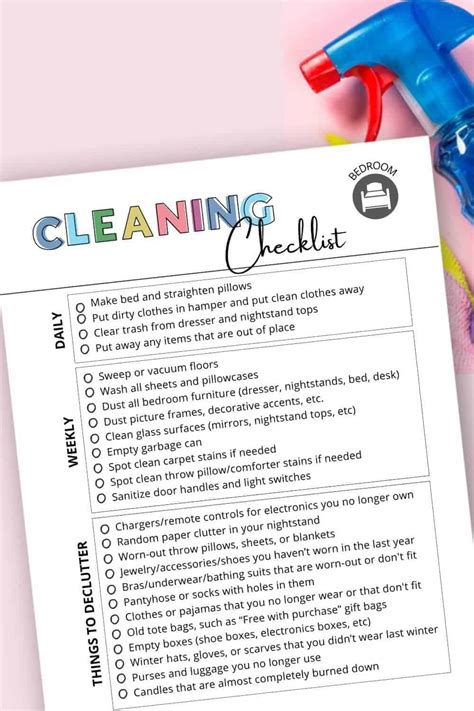 Cleaning Checklist By Room Printable