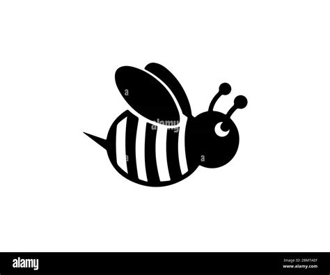 Bee Silhouette On White Background Stock Photo - Alamy