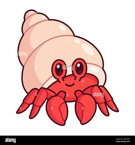 Cute cartoon hermit crab drawing. vector clip art illustration Stock Vector Image & Art - Alamy