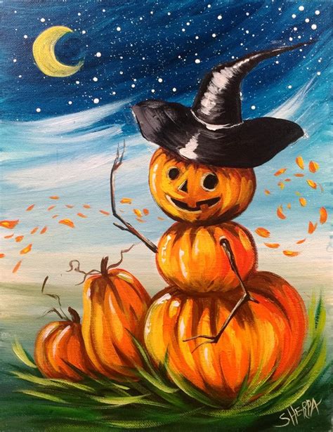 Pumpkin Man Returns Easy Acrylic Painting Step By Step 13 Days Of Halloween | The Art Sher ...