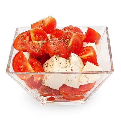 Premium Photo | Roma tomato salad with feta and garlic