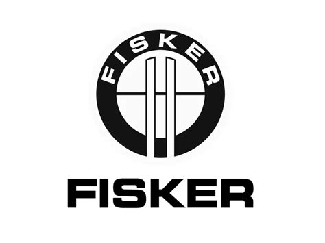 the fisker logo is shown in black and white