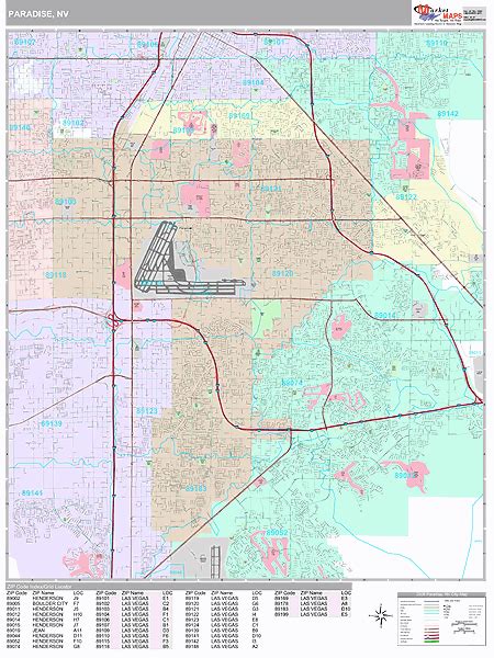 Paradise Nevada Wall Map (Premium Style) by MarketMAPS