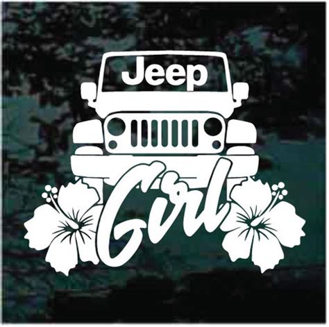 Hibiscus Flowers Jeep Girl Car Window Decals & Stickers | Decal Junky