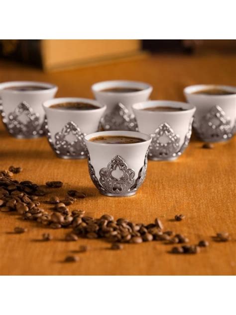 Buy Turkish Coffe Set for Six, Silver Colour - Grand Bazaar Istanbul ...