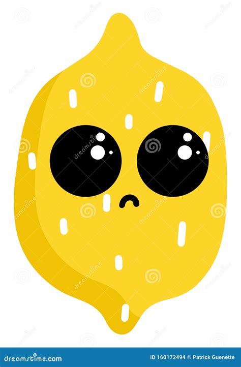 Sad Lemon with Big Eyes, Illustration, Vector Stock Vector - Illustration of emotional, food ...