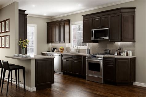 JSI Cabinetry Quincy Espresso Kitchen | Espresso kitchen cabinets, Brown kitchen cabinets, Dark ...