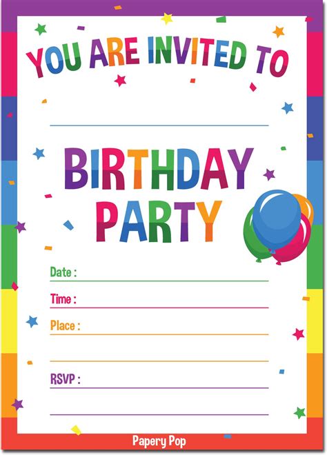 Galleon - Birthday Invitations With Envelopes (15 Pack) - Kids Birthday Party Invitations For ...