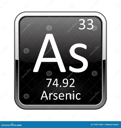 Arsenic Symbol. Sign Arsenic With Atomic Number And Atomic Weight. As Chemical Element Of The ...