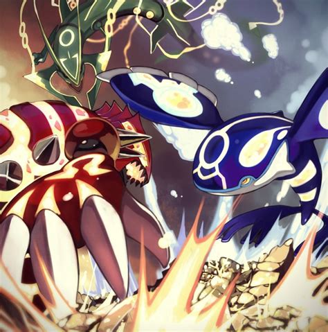 Primal Groudon, Primal Kyogre, and Mega Rayquaza | Pokemon rayquaza ...