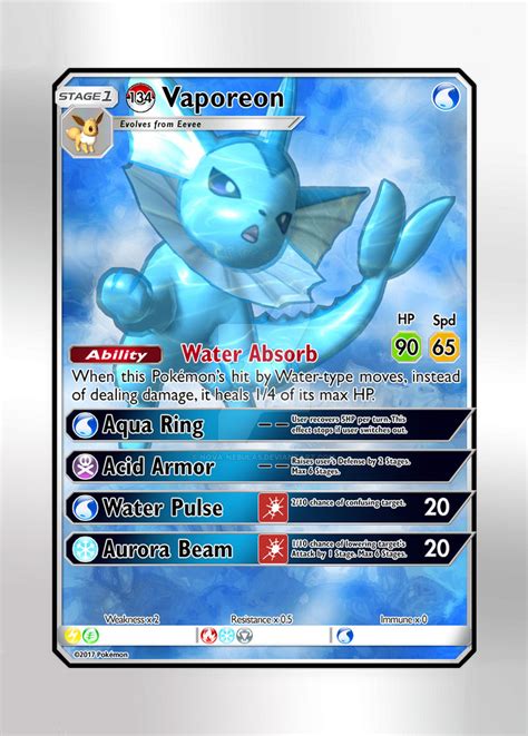 Pokemon Card - #134 Vaporeon by Nova-Nebulas on DeviantArt