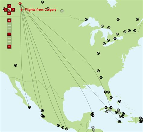 Sunwing Airlines route map - from Calgary